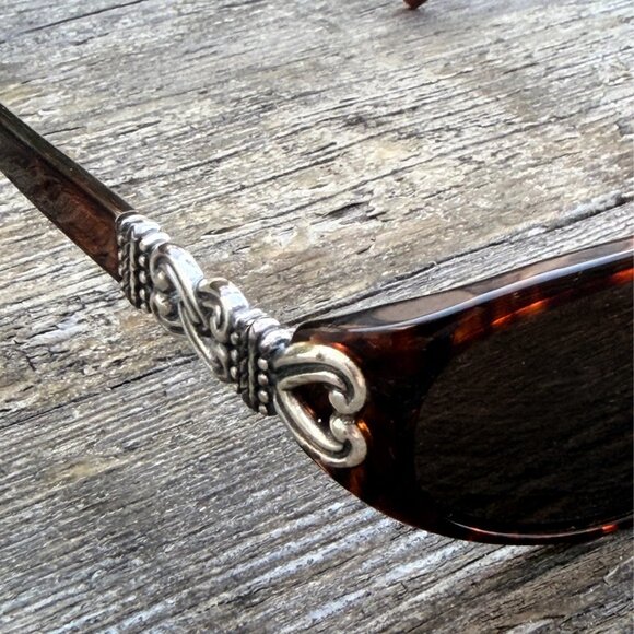 Brighton Sabrina Tortoise Shell Sunglasses Silver Heart Case 52-17 Vintage Brown - Picture 8 of 16